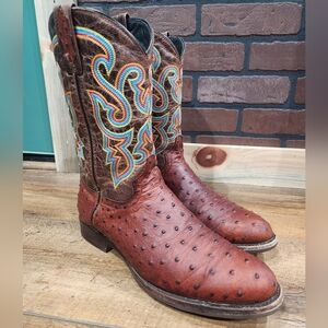 Dingo Ranger Ostrich Print Cowboy Boots 10 EW